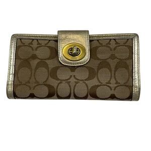 Coach VTG, Y2K Turnlock Signature Slim Envelope Flap Wallet